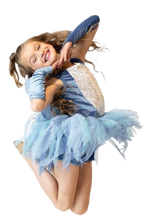 Young Girl Dancing in Blue Tutu Costume