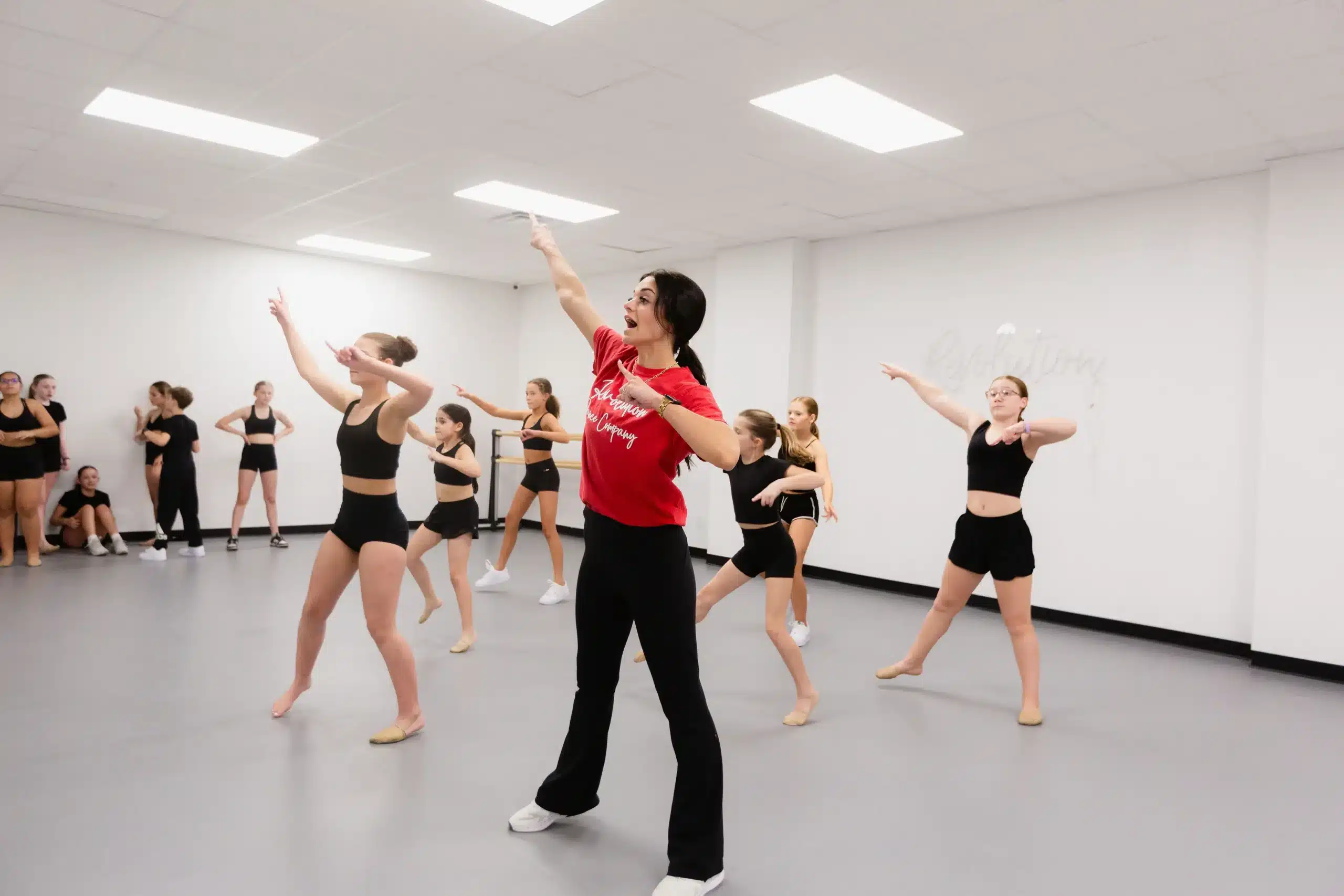 Dance class group rehearsal modern studio
