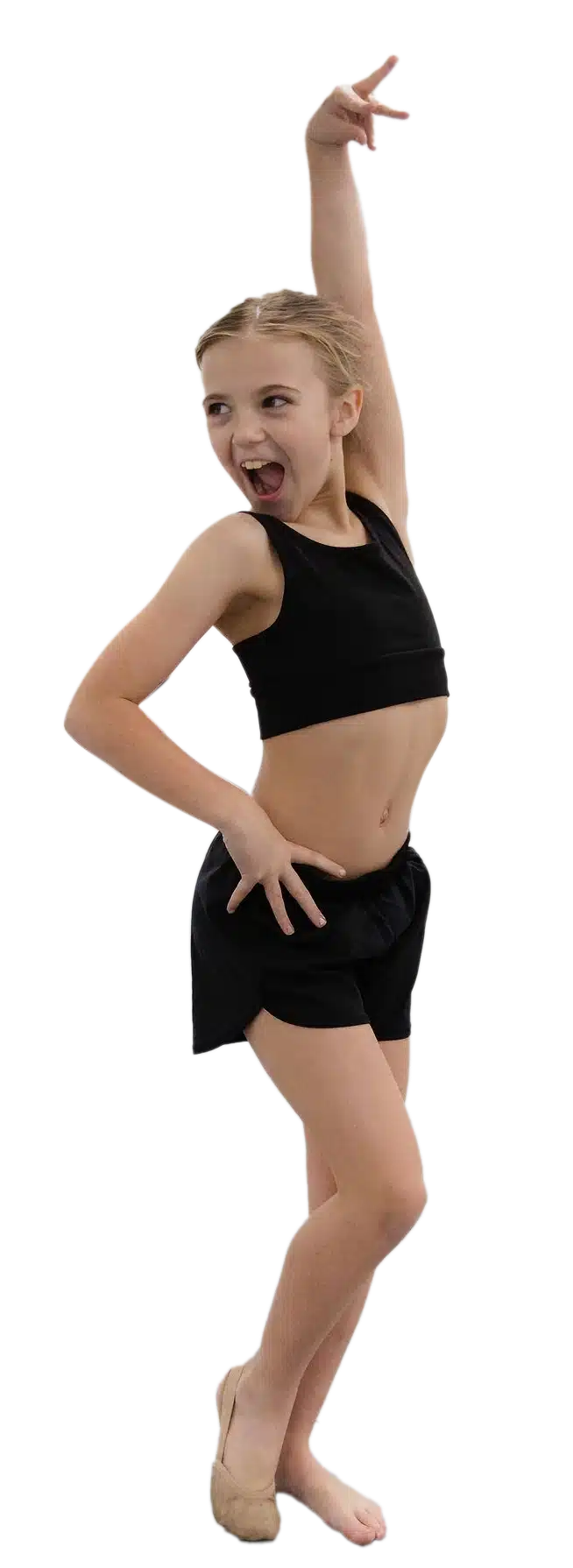 Kid at dance class expressive pose choreography